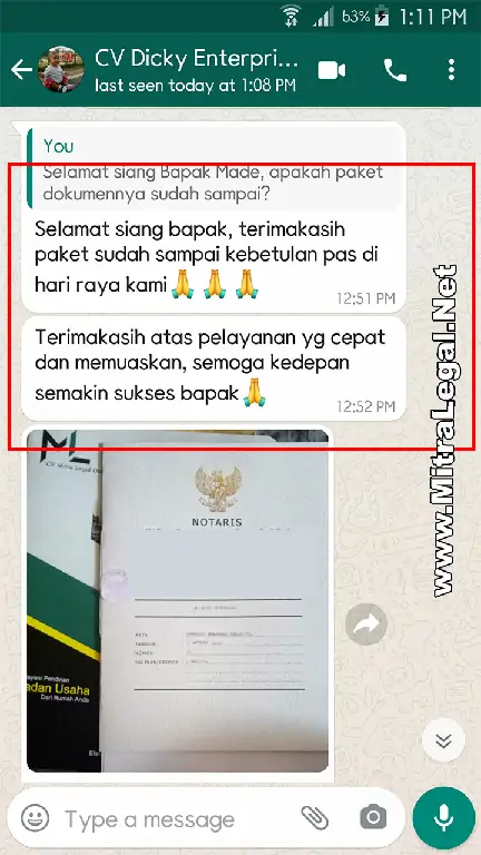 Testimoni pelanggan MitraLegal 3